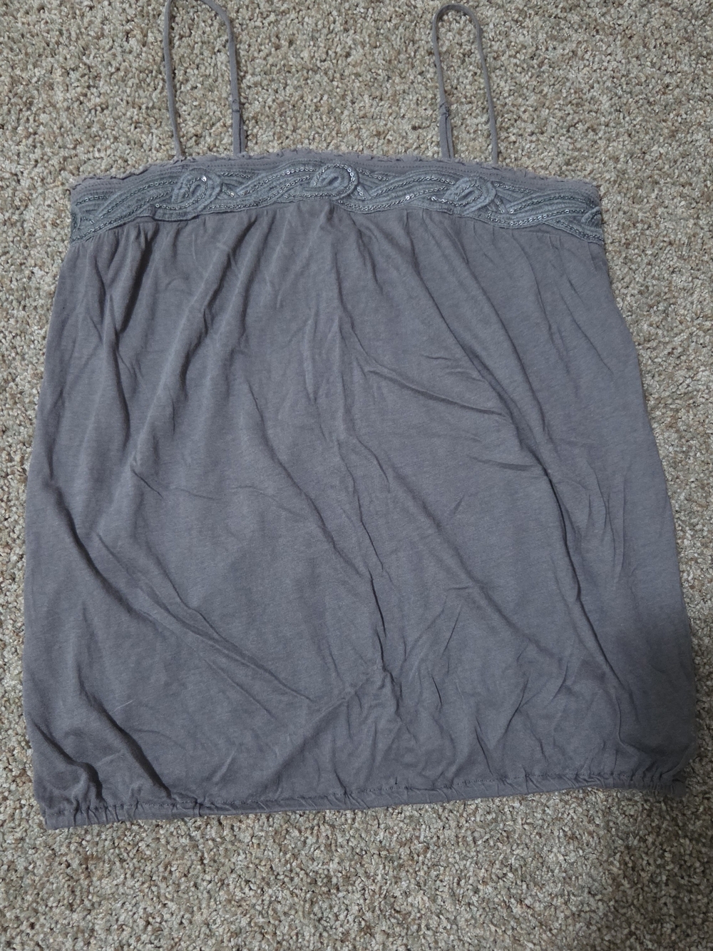 American Eagle Outfitters Gray Smocked Waist Tank